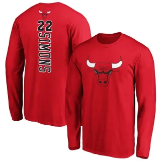 Men's Chicago Bulls Anfernee Simons Red Backer Long Sleeve T-Shirt