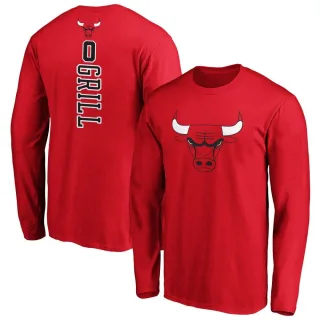 Men's Chicago Bulls Caleb Grill Red Backer Long Sleeve T-Shirt