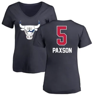 Women's Chicago Bulls John Paxson Navy Name and Number Banner Wave V-Neck T-Shirt