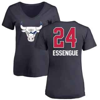 Women's Chicago Bulls Noa Essengue Navy Name and Number Banner Wave V-Neck T-Shirt